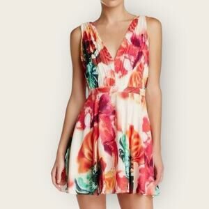 NWT | Alice + Olivia | Floral Print Silk Mini Dress | Multicolor | Size 0